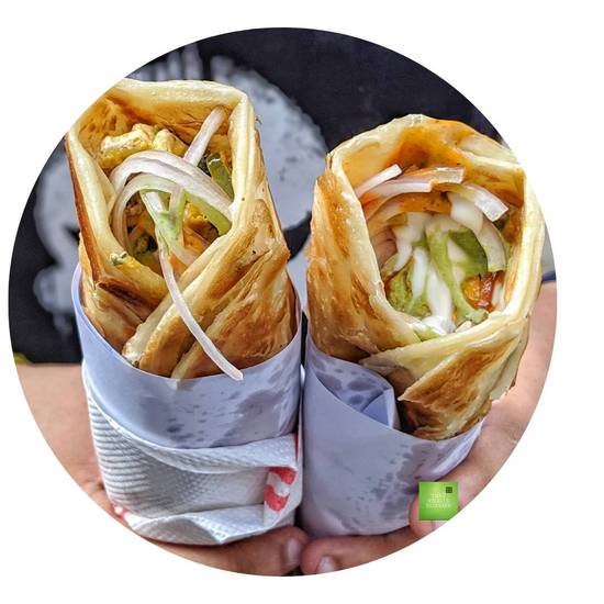 Paneer Kathi roll (Indian Desi Style) 2 pc cut