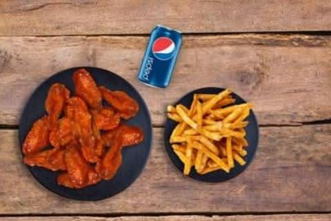 10 Wings, Fries, Can of Pop