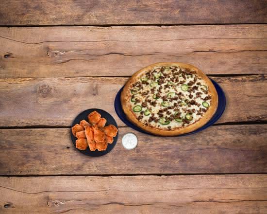 Small Pizza, 12 Wings, 1 Dip