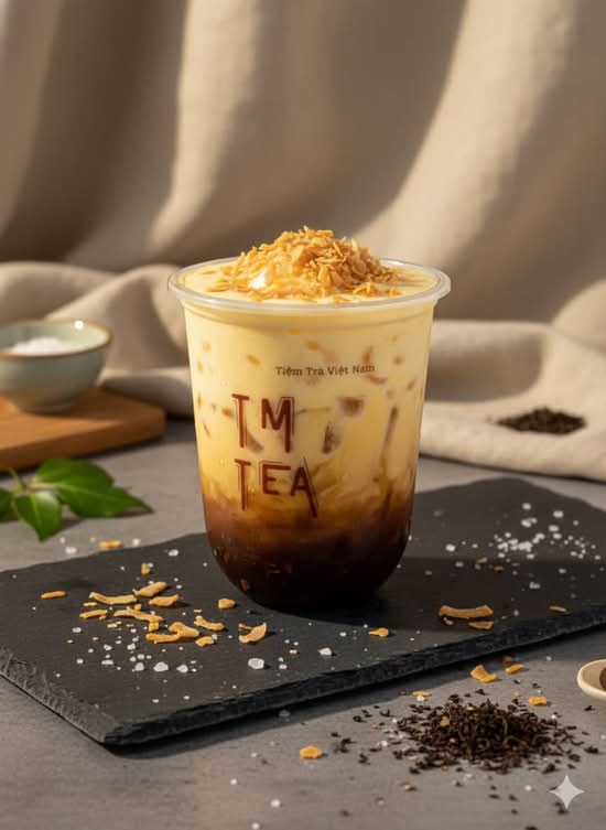 Roasted Coconut Milk Tea + Brown Sugar Pearl/ Trà Sữa Trứng Dừa Nướng