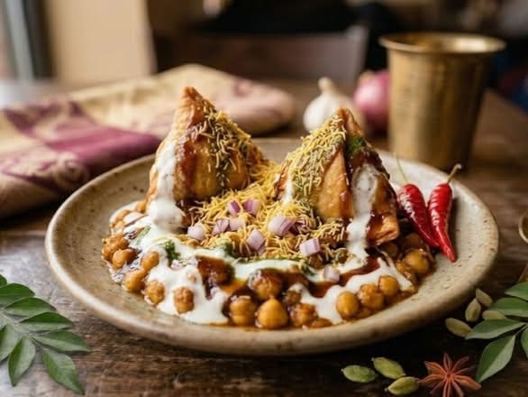 Samosa channa chat