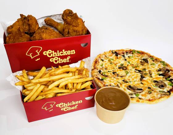 6 Piece Chicken Meal with 9" Small Two Topping Pizza