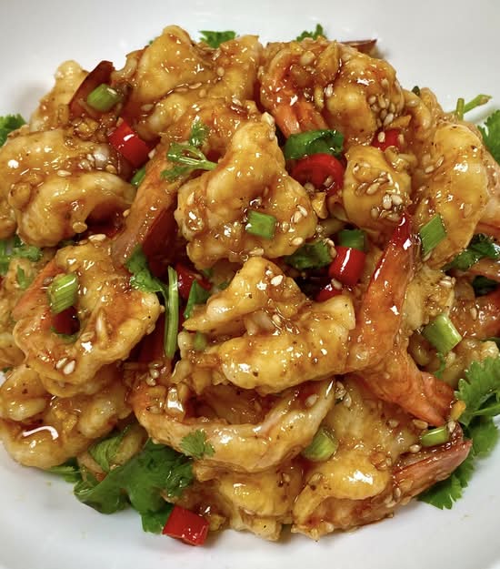 Crevettes sautées sauce poivre du Sichuan / Sautéed Shrimp with Mala Sauce 椒麻虾