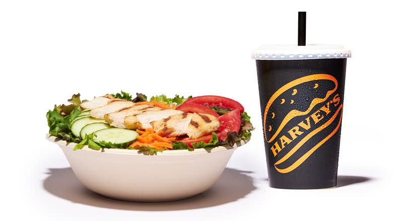 Grilled Chicken Salad with 20oz Soft Drink 205-475 cals