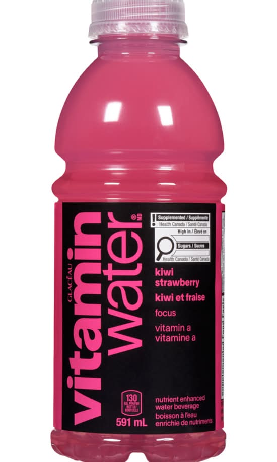 Vitamin Water Orange, Dragon Fruit, Lemonade, Tropical Citrus, and Kiwi Strawberry
