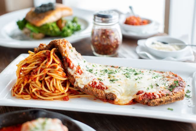 Veal Parmigiana with Spaghetti Pomodoro