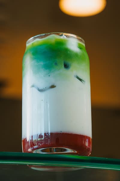 Strawberry matcha latte