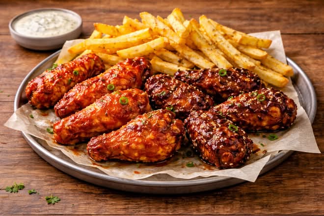 🔥🍗 8 Ailes + Frites Dorées – Buffalo ou BBQ