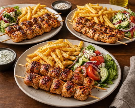 🔥 3 ASSIETTES SOUVLAKI POULET DE 2 BROCHETTES 🔥
