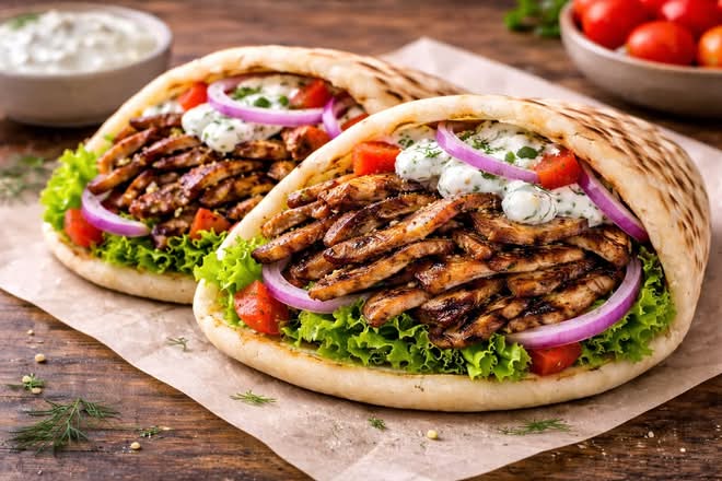 🥙🔥 Gyros Pita Tranché – Viande Grillée & Tzatziki Maison