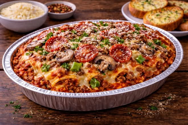 🔥🧀 Lasagne All-Dressed – Pepperoni, Champignons & Poivrons