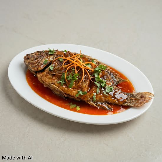 Sautéed Tilapia Fish with Shredded Pork in Brown Sauce (Fresh) (紅燒鰂魚)