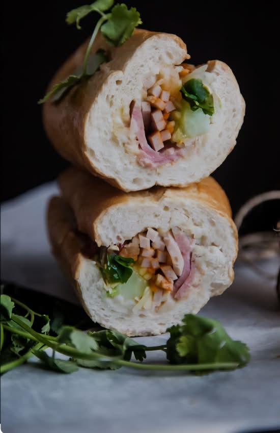 A19. Pate', pork belly and sausage( cold cut) bread. Bánh Mì.