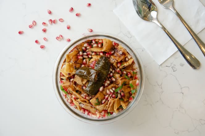 Grape Leaves Fatteh