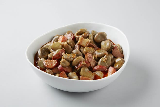 Fava Bean Stew with chourico and smoked bacon