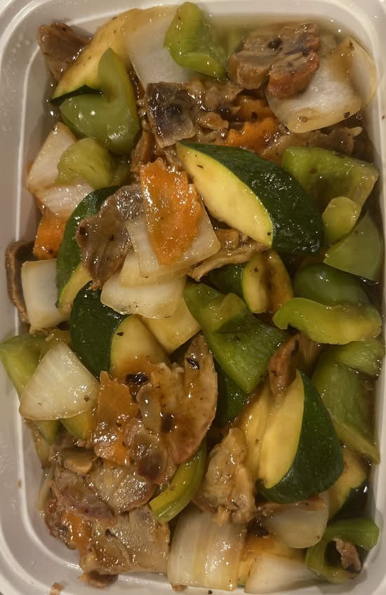 87. BBQ Pork with Green Peppers in Black Bean Sauce