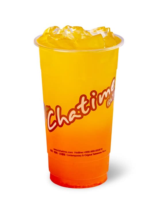 Peach Green Tea with peach  popping