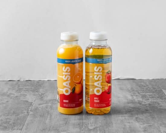 Apple juice or Orange juice in a can.
