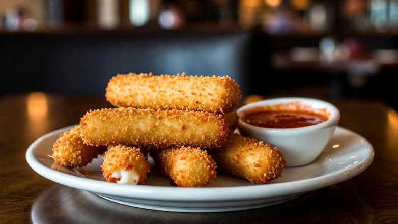 Bâtonnets de fromage mozzarella / Mozzarella cheese sticks.