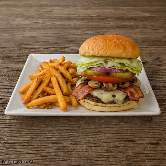 Mushroom Bacon & Swiss Burger