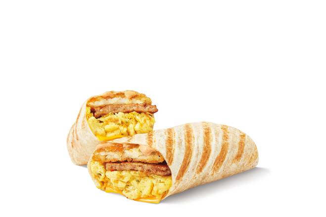 Wrap-matin du travailleur œufs brouillés carnivore saucisse et bacon