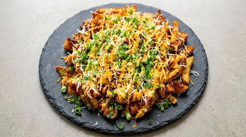 Orange fried chicken poutine