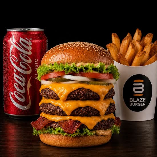 Triple Blaze Burger (15oz) Combo