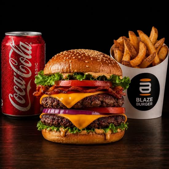 Double Blaze Burger (10 oz) Combo