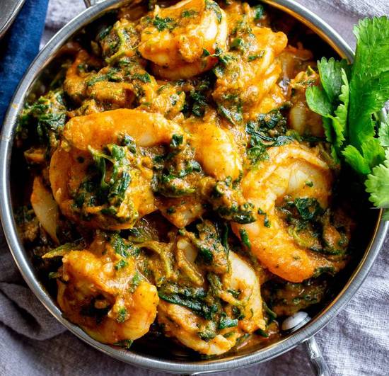 Shrimp Saag (Crevettes aux épinards)