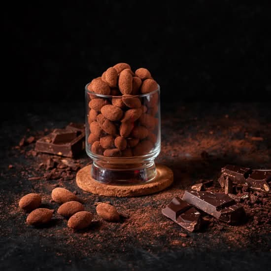 Cocoa Dusted Milk Chocolate Almonds