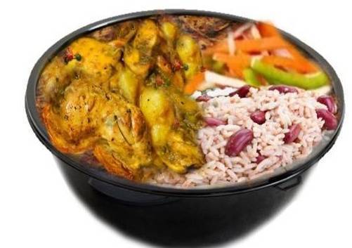 Curry Chicken with Rice & Peas Steamed Veggies
