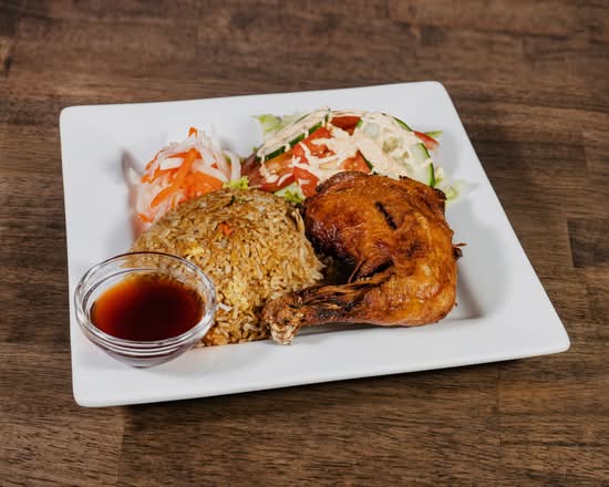 Crispy Fried Chicken Leg with Fried Rice