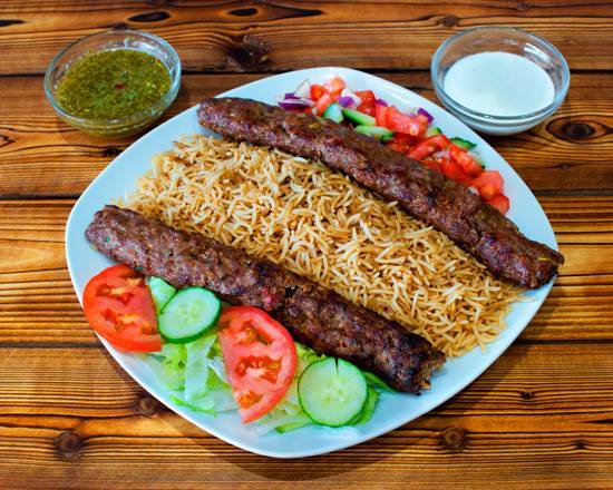 Beef Seek Kabab with Rice and Salad