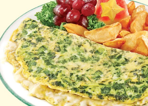 Spinach and cheddar omelette