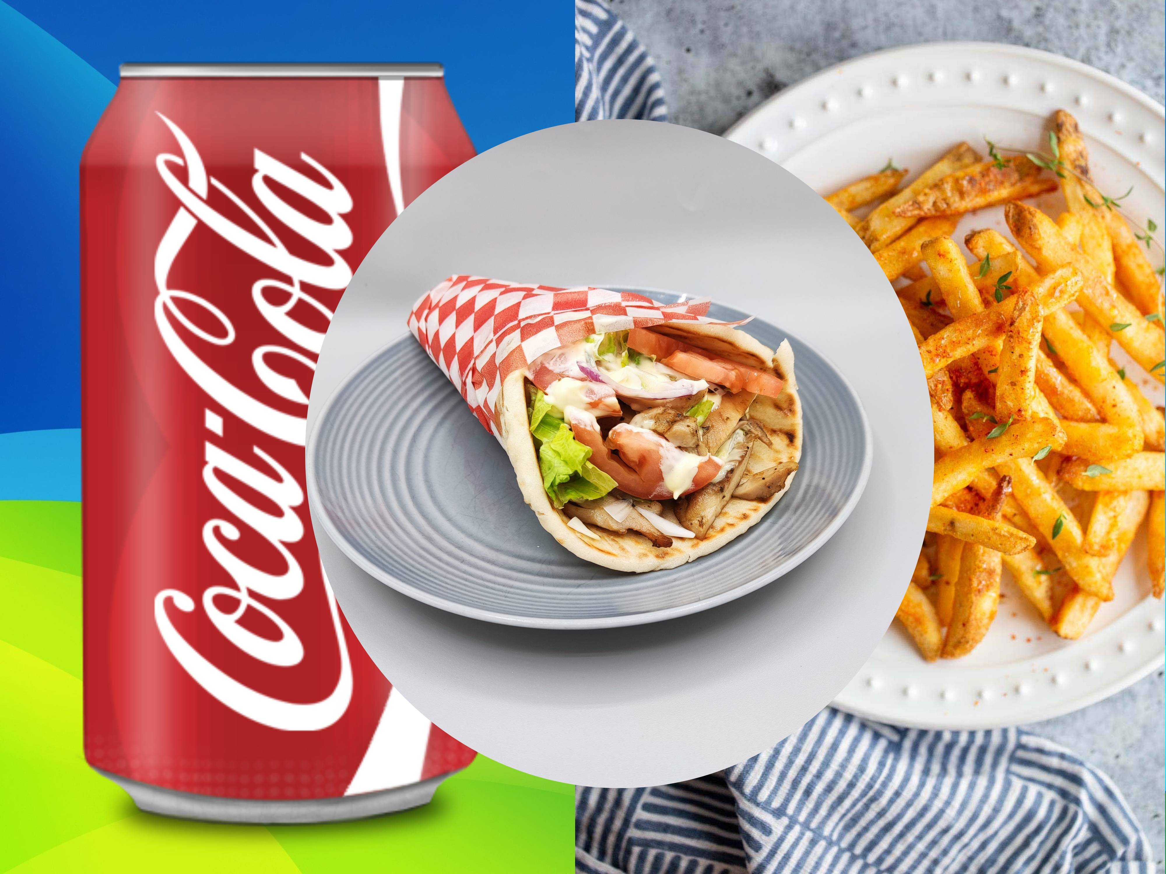 MENU  GYRO WRAP🌯 + boisson 🥤 + frites 🍟 /  MEAL DEAL FOR ONE PITA GYRO