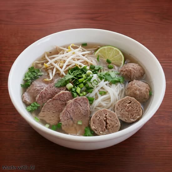 Beef Brisket and Beef Ball Rice Noodle Soup (Pho Nam Bo Vien)