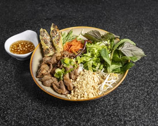 Grilled Pork and Spring Rolls with Vermicelli (Bún Thịt Nướng Chả Giò)