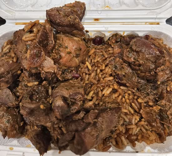 Callaloo, Rice and Stew Chicken