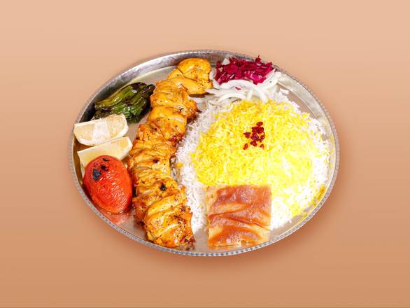 Chicken Leg Kebab Plate(جوجه ران) (Served With Soup Or Pop)