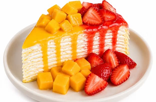 Mango Strawberry Crepe Cake