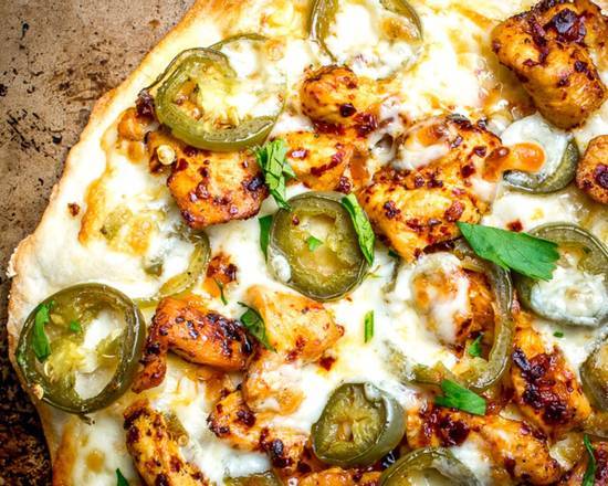 Spicy Chicken and Pickled Jalapeño flat bread