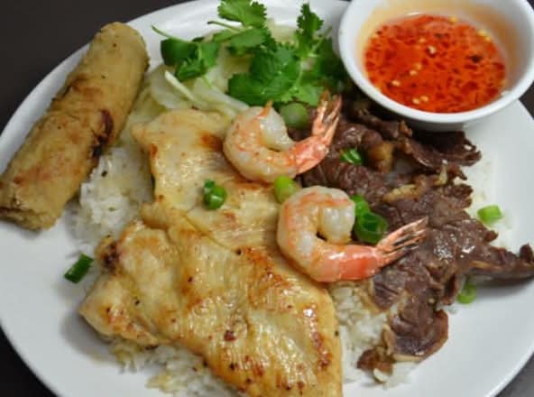 36. Grill Chicken, Beef, Shrimp, and Spring roll