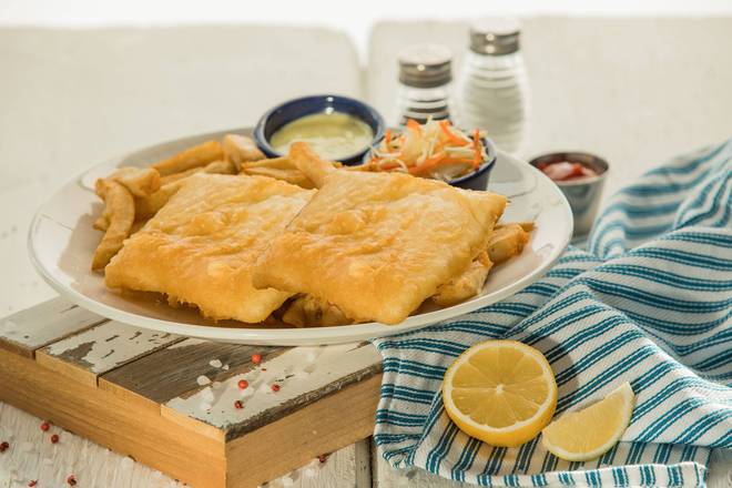 HALIBUT. 2pc Fish & large chips