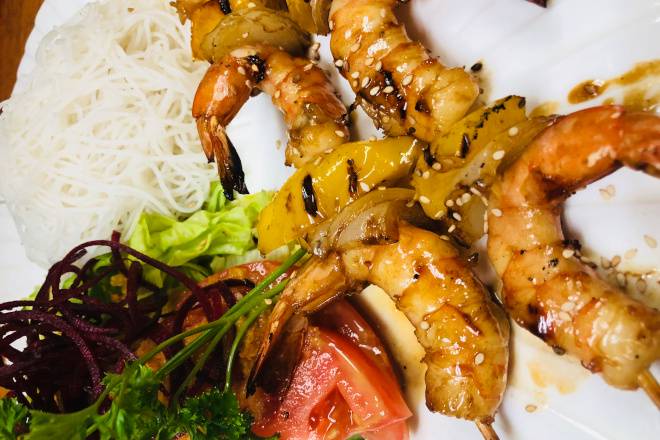 Assiette  grillade de crevettes