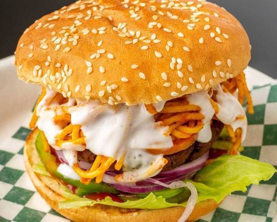 Hakka Chicken Noodle Burger