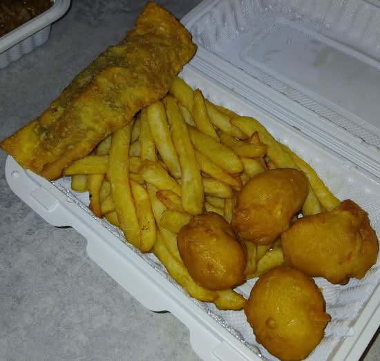 Egg Roll with Chicken Ball and Fries