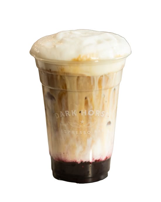 Iced Blueberry Latte with Salted Honey Cold Foam
