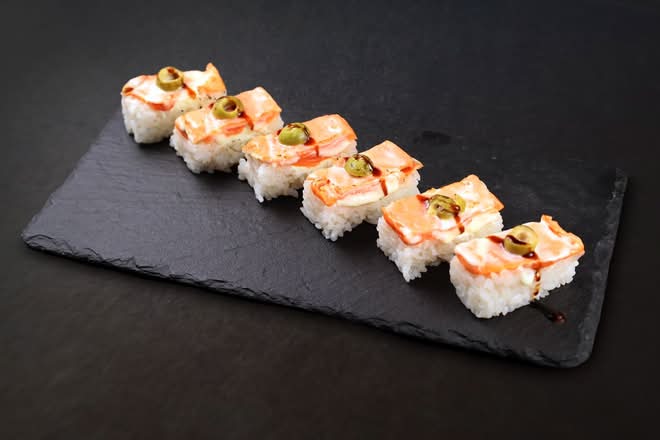 Aburi Smoked Salmon Oshi.