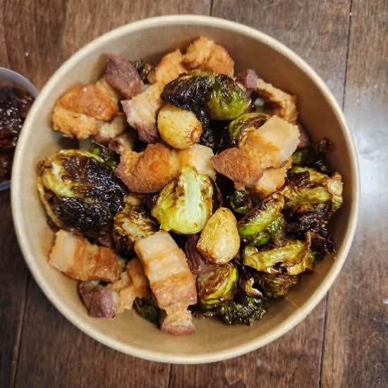 Crispy Pork Belly w/ Brussels spout